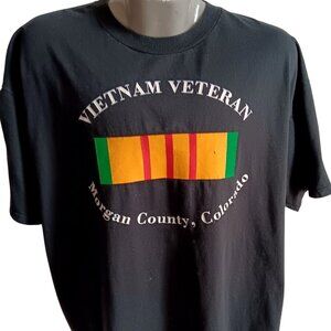 Vtg T-shirt XXL 90's Vietnam Veteran Jerzees Black XXL Morgan County Colorado